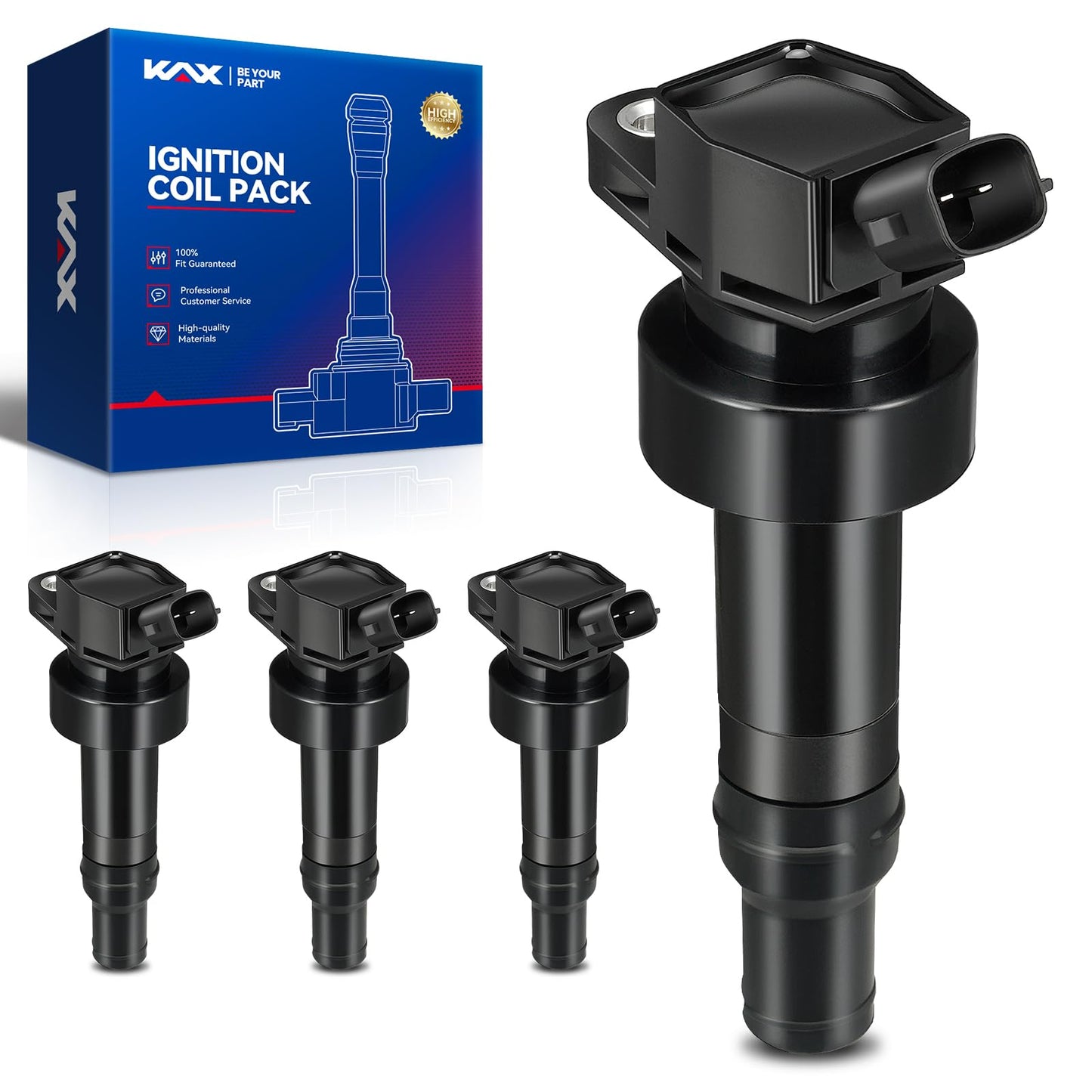 KAX Pack of 4 Ignition Coil Set for Kia Soul 2012-2019 1.6L, Rio 2012-2019, Hyundai Accent 2012-2022, Veloster 2012-2017 1.6L UF
