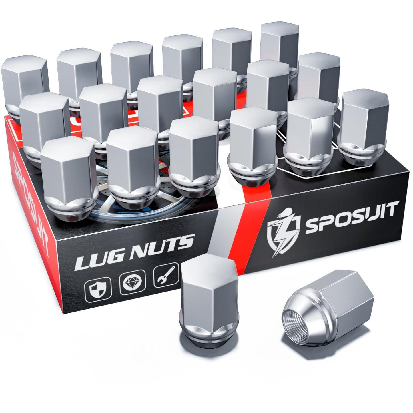 Sposuit M14x1.5 Lug Nuts - Replacement for 2010-2017 Chevy Equinox, 2013-2015 Malibu, 2014-2020 Impala - OEM Factory Style Close