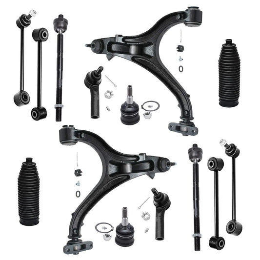 Detroit Axle - 14pc Front End Kit for 2005-2010 Jeep Grand Cherokee Commander, Lower Control Arms Tie Rods Upper Ball Joints Boo