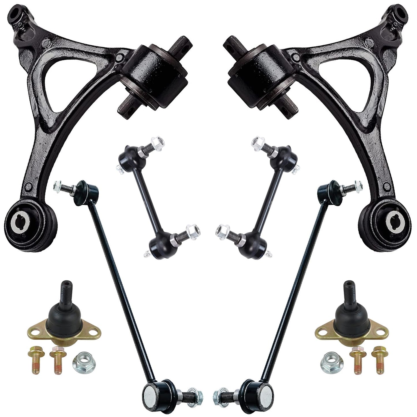 Detroit Axle - 8pc Front End Suspension Kit for 2003-2014 Volvo XC90, 2 Lower Control Arms 2 Ball Joints Front & Rear 4 Sway Bar