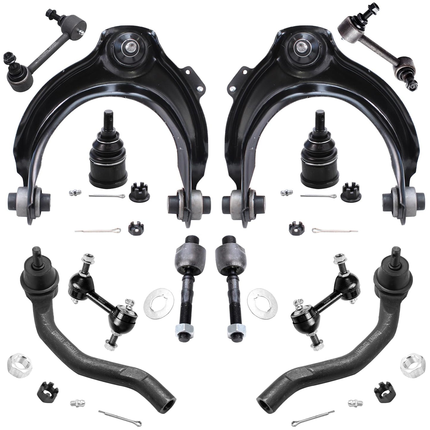 Detroit Axle - 12pc Front End Kit for 04-08 Acura TSX, 03-07 Honda Accord, Upper Control Arms Lower Ball Joints Tie Rods Front a
